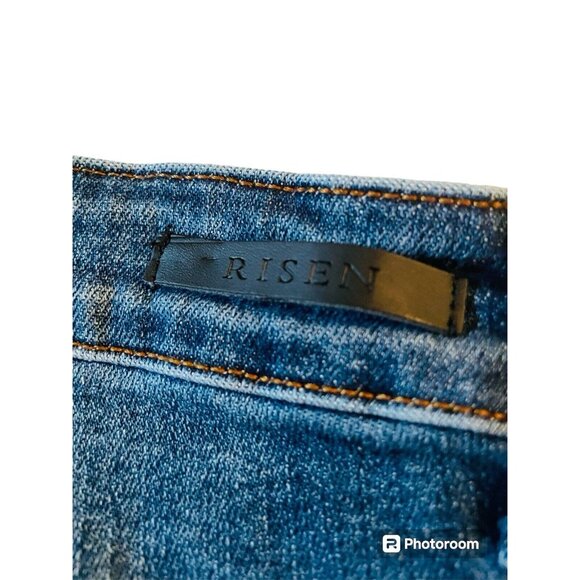 Risen Jeans Women High Rise Distressed Skinny Style #XRDP1209 Washed Denim 1XL - Picture 5 of 9